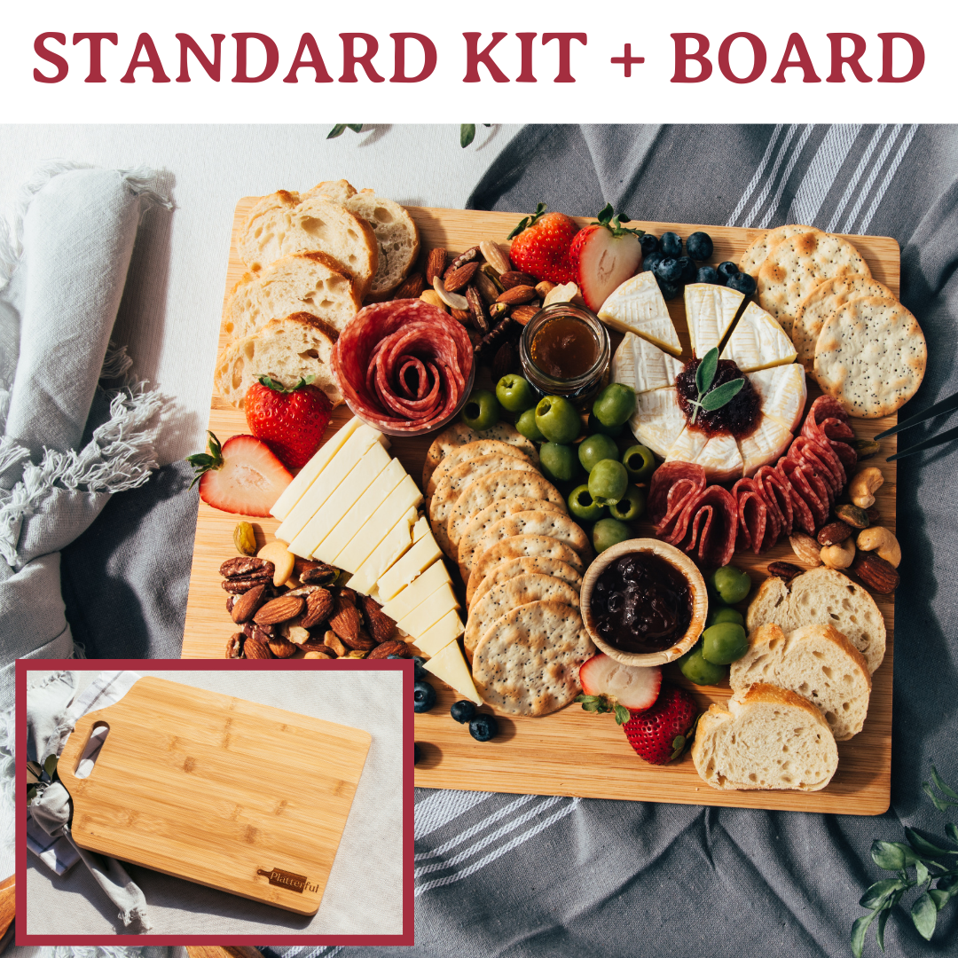 Charcuterie Kit + Handcrafted Wooden Board Bundles