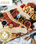 Large Platterful Charcuterie Kit - Cheese, meat, crackers, spreadables, olives, nuts and chocolates. Everything you need to create the best charcuterie board. Estimated serving size: feeds 6-8 as a small appetizer or 2-4 as a meal