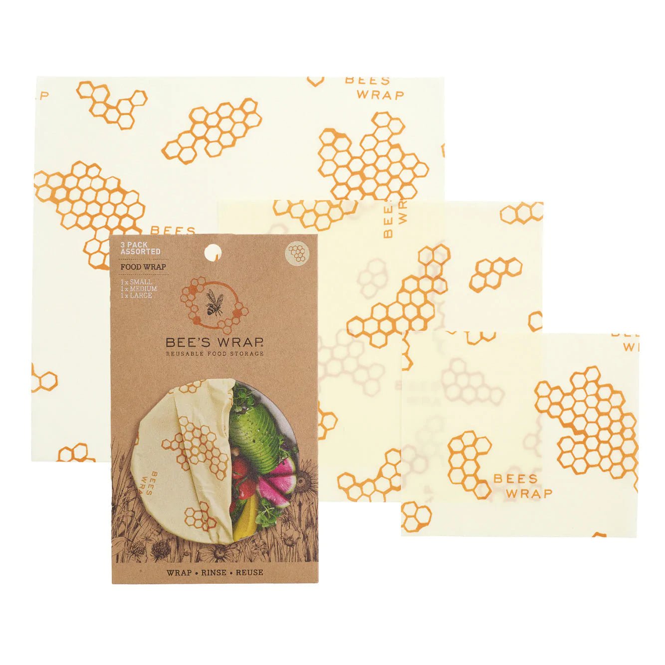 Bee's Wrap - Assorted 3 Pack - Honeycomb Print Cheese Wrap – Platterful