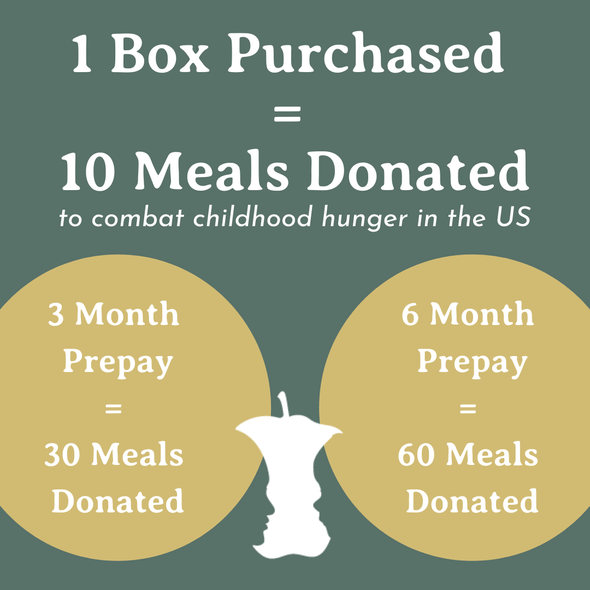 For every box purchased, we donate 10 meals to combat childhood hunger in the US!