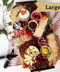 Large Platterful Charcuterie Kit - Cheese, meat, crackers, spreadables, olives, nuts and chocolates. Everything you need to create the best charcuterie board. Estimated serving size: feeds 6-8 as a small appetizer or 2-4 as a meal