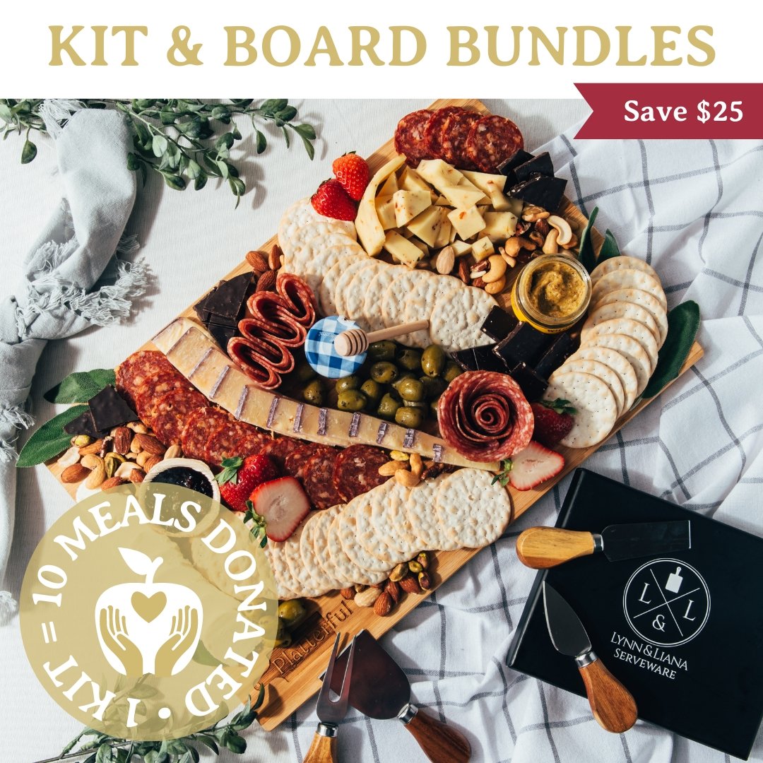 Cheese, meat, crackers, spreadables, olives, nuts, chocolates and a handcrafted wooden board Everything you need to create the best charcuterie board