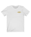 White Platterful t-shirt with gold Platterful logo on the left breast