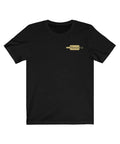 Black Platterful t-shirt with gold Platterful logo on the left breast