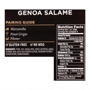 Genoa Salame pairing guide and Nutrition Facts