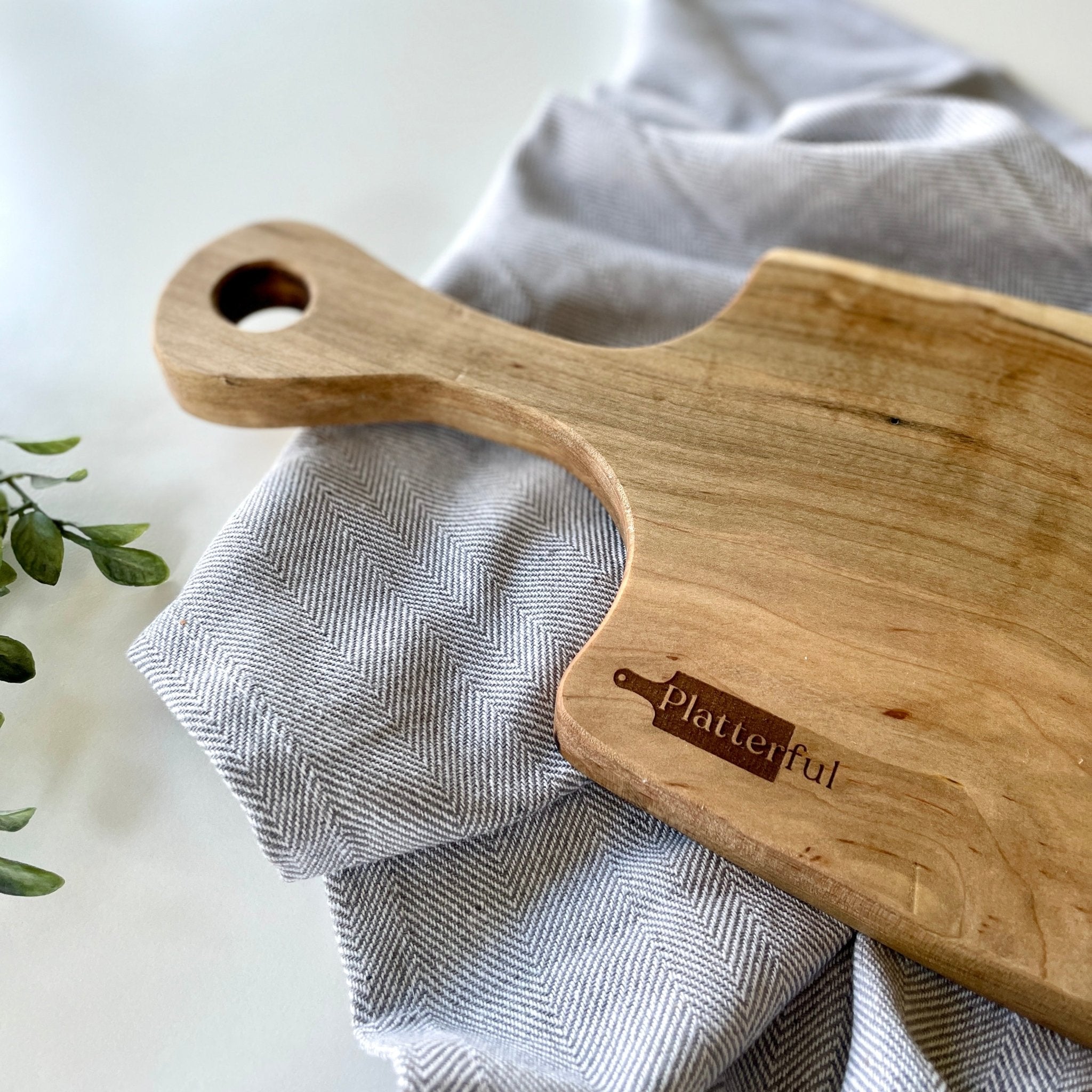 Handcrafted Ambrosia Maple Wood Board with Handle