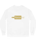 White Crew Neck Sweatshirt with Golden Platterful logo in the middle