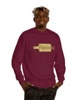 Maroon Crew Neck Sweatshirt with Golden Platterful logo in the middle
