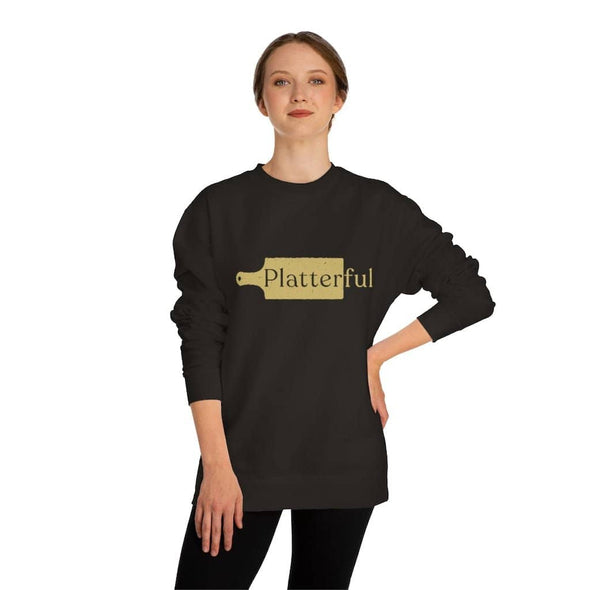 Black Crew Neck Sweatshirt with Golden Platterful logo in the middle