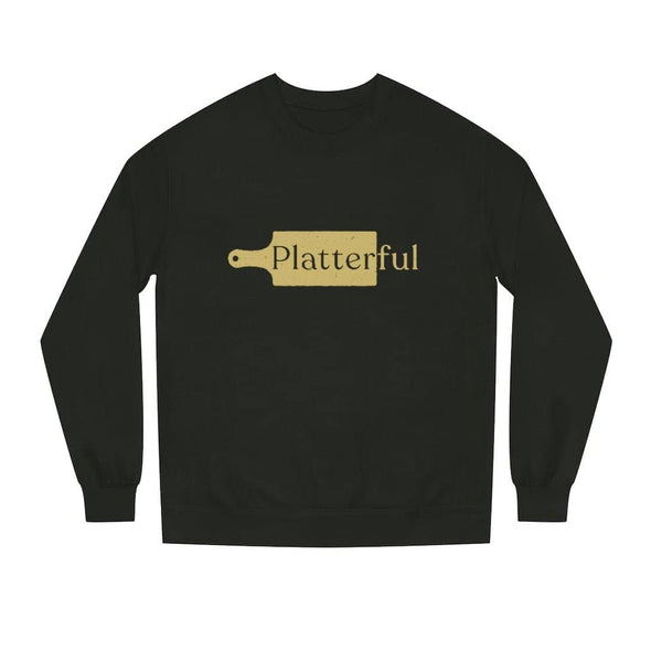 Black Crew Neck Sweatshirt with Golden Platterful logo in the middle